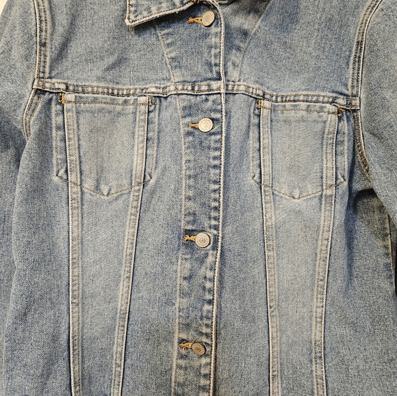 Vintage 90s Y2K The Limited Denim Jacket 100% Cotton Light Blue Jean Large - Picture 4 of 10